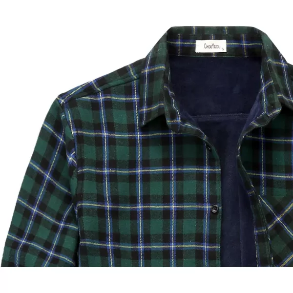 chouyatou Mens Casual Long Sleeve Fleece Lined Plaid Flannel Buttoned Overshirts Jacket ShacketM02