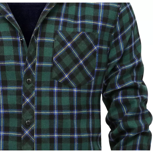 chouyatou Mens Casual Long Sleeve Fleece Lined Plaid Flannel Buttoned Overshirts Jacket ShacketM02