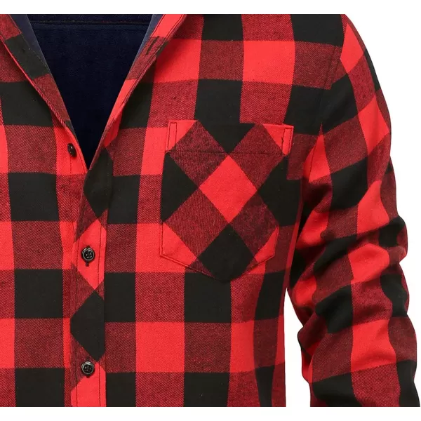chouyatou Mens Casual Long Sleeve Fleece Lined Plaid Flannel Buttoned Overshirts Jacket ShacketM04