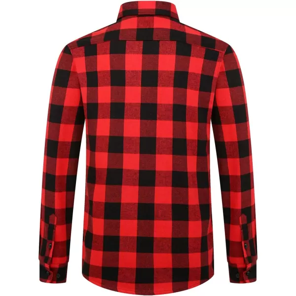 chouyatou Mens Casual Long Sleeve Fleece Lined Plaid Flannel Buttoned Overshirts Jacket ShacketM04