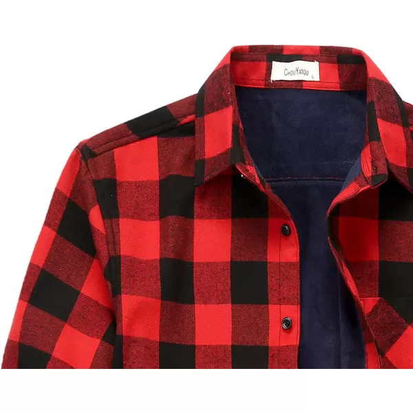 chouyatou Mens Casual Long Sleeve Fleece Lined Plaid Flannel Buttoned Overshirts Jacket ShacketM04