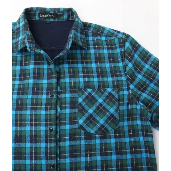 chouyatou Mens Casual Long Sleeve Fleece Lined Plaid Flannel Buttoned Overshirts Jacket ShacketM08