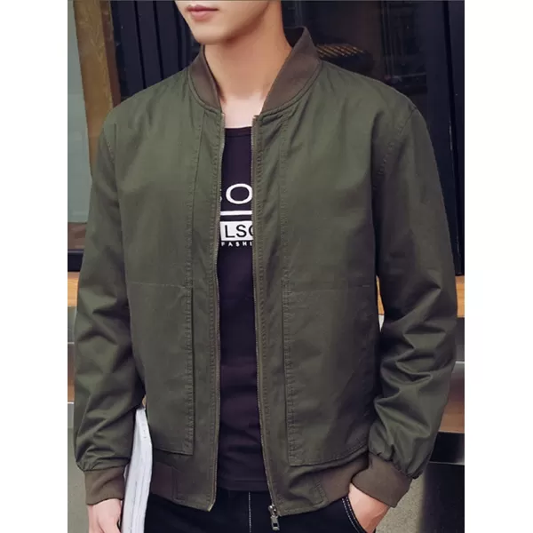 chouyatou Mens Casual Long Sleeve Full Zip Jacket with Shoulder Straps41army