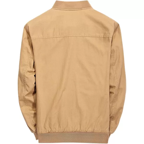 chouyatou Mens Casual Long Sleeve Full Zip Jacket with Shoulder Straps41khaki