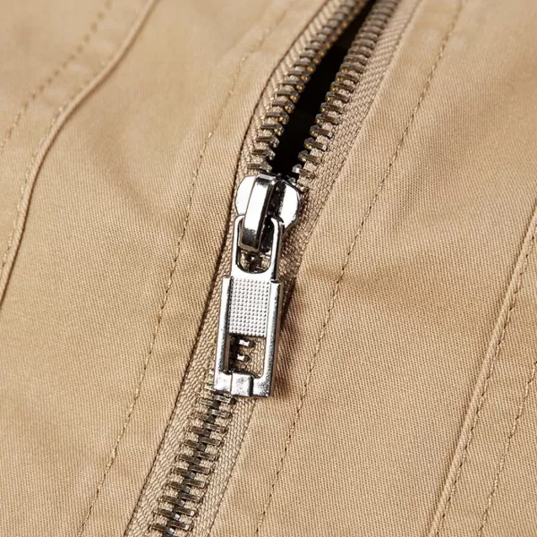 chouyatou Mens Casual Long Sleeve Full Zip Jacket with Shoulder Straps41khaki