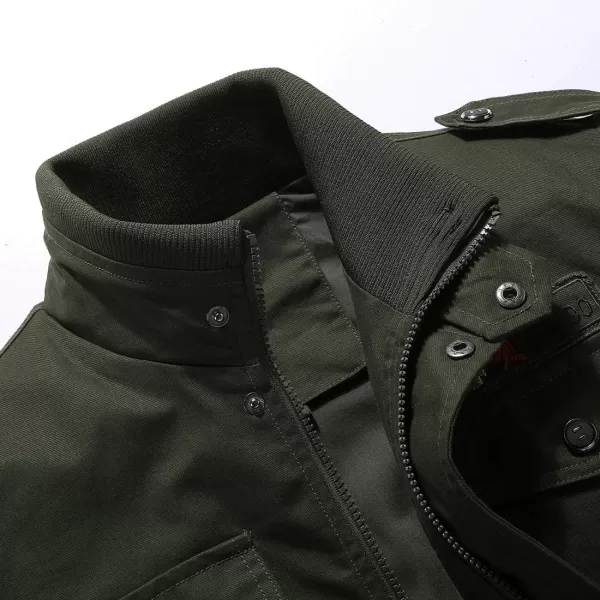 chouyatou Mens Casual Long Sleeve Full Zip Jacket with Shoulder Straps63army