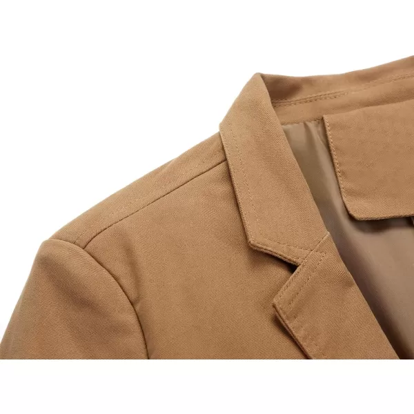 chouyatou Mens Casual Notched Collar 2 Button Slim Lightweight Workwear Suit Blazer JacketKhaki