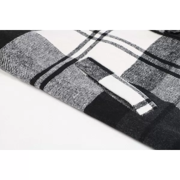 chouyatou Mens Casual Notched Collar Plaid Single Breasted Wool Blend Formal Trench Top CoatWhiteplaid