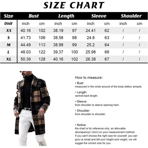 chouyatou Mens Casual Notched Collar Plaid Single Breasted Wool Blend Formal Trench Top CoatWine Redplaid