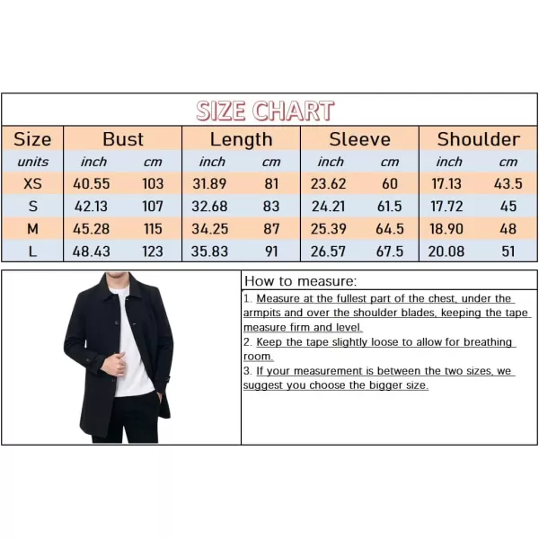 chouyatou Mens Casual Spread Collar Single Breasted Work Office Midi Long Trench CoatKhaki