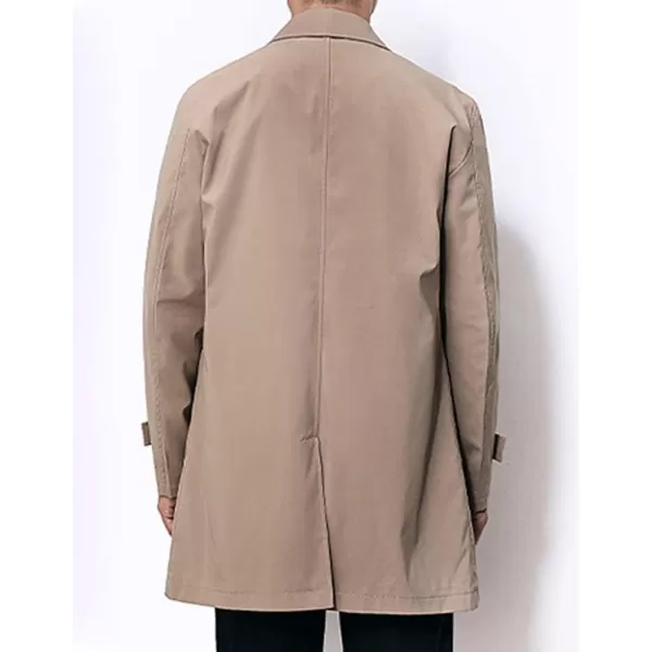 chouyatou Mens Casual Spread Collar Single Breasted Work Office Midi Long Trench CoatKhaki