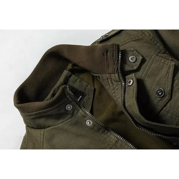 chouyatou Mens Casual Stand Collar ZipUp Lightweight Bomber Jacket Windbreaker15army