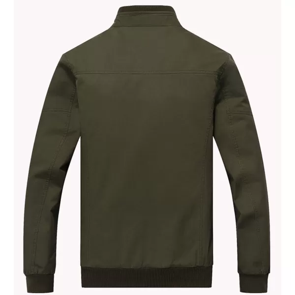 chouyatou Mens Casual Stand Collar ZipUp Lightweight Bomber Jacket Windbreaker15army