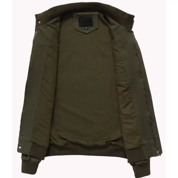 chouyatou Mens Casual Stand Collar ZipUp Lightweight Bomber Jacket Windbreaker15army