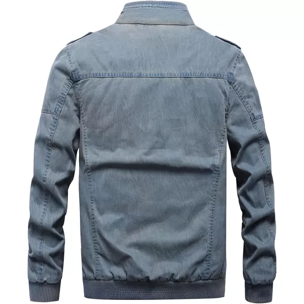 chouyatou Mens Casual Stand Collar ZipUp Lightweight Bomber Jacket Windbreaker15blue