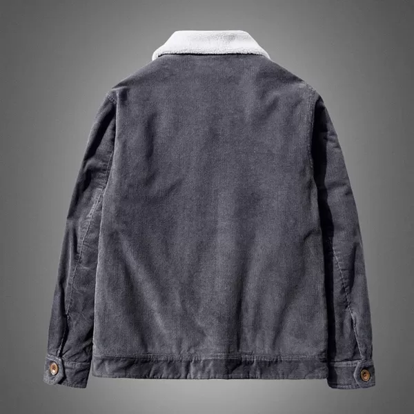chouyatou Mens Casual Thicked Sherpa Lined Button Front Corduroy Trucker JacketDark Grey