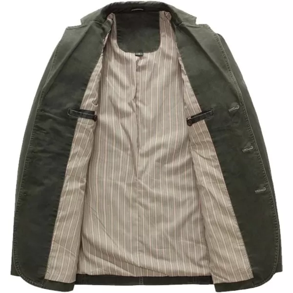 chouyatou Mens Casual ThreeButton Stripe Lined Cotton Twill Suit JacketArmy Green