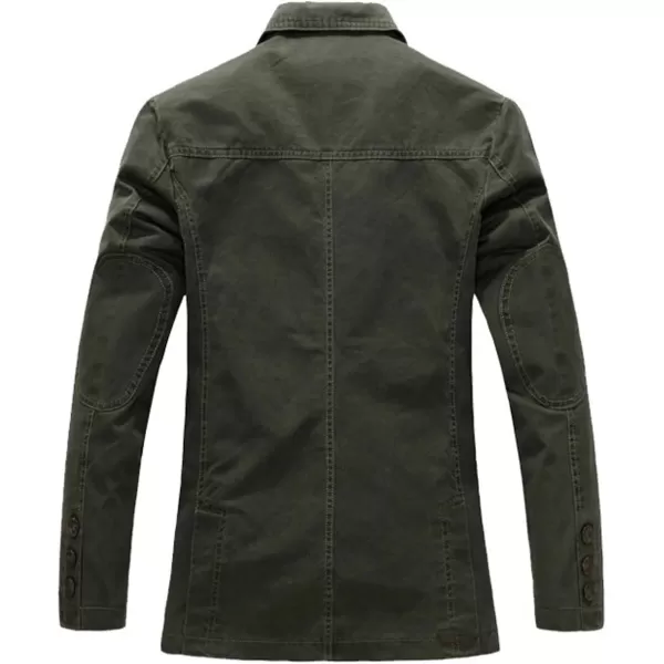 chouyatou Mens Casual ThreeButton Stripe Lined Cotton Twill Suit JacketArmy Green