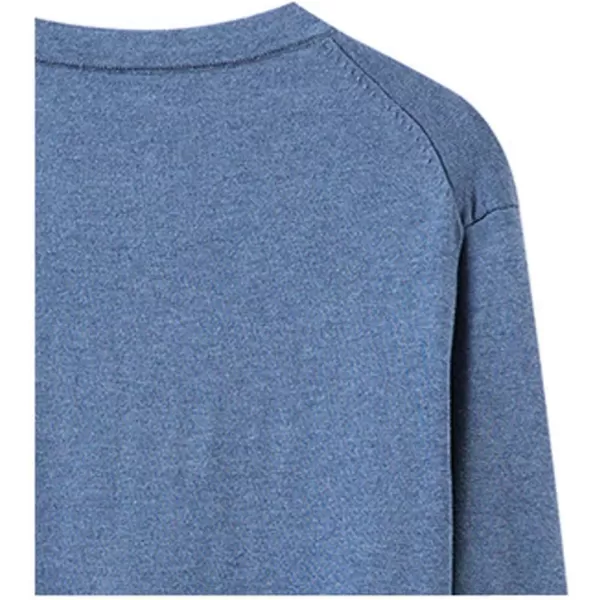 chouyatou Mens Casual V Neck Button Front Lightweight Knitted Outwear Cardigan SweaterBlue