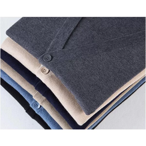 chouyatou Mens Casual V Neck Button Front Lightweight Knitted Outwear Cardigan SweaterGrey