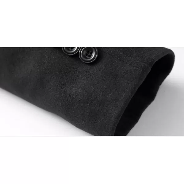 chouyatou Mens Classic Notched Collar Double Breasted Wool Blend Pea CoatBlack