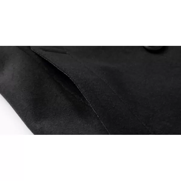 chouyatou Mens Classic Notched Collar Double Breasted Wool Blend Pea CoatBlack