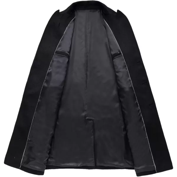chouyatou Mens Classic Notched Collar Double Breasted Wool Blend Pea CoatLongblack