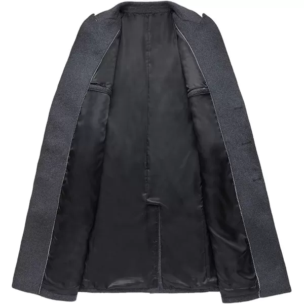 chouyatou Mens Classic Notched Collar Double Breasted Wool Blend Pea CoatLonggrey