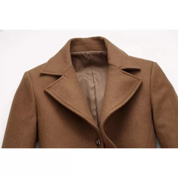 chouyatou Mens Classic Notched Collar Double Breasted Wool Blend Pea CoatSinglecamel