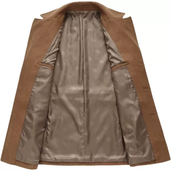 chouyatou Mens Classic Notched Collar Double Breasted Wool Blend Pea CoatSinglecamel