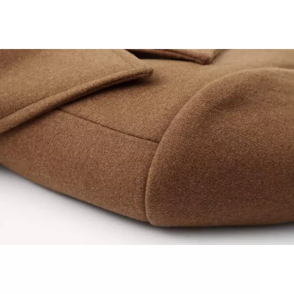 chouyatou Mens Classic Notched Collar Double Breasted Wool Blend Pea CoatSinglecamel