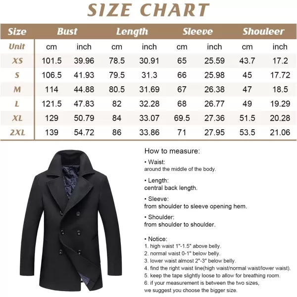 chouyatou Mens Classic Notched Collar Double Breasted Wool Blend Pea CoatWine Red