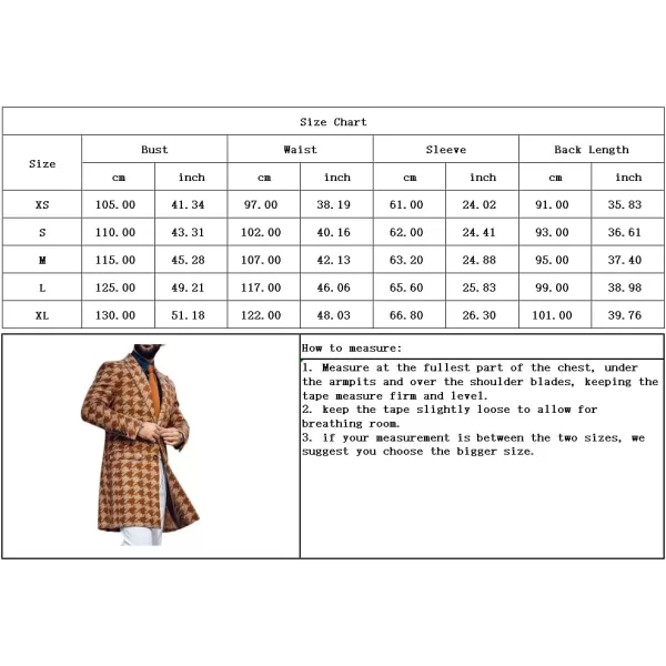 chouyatou Mens Fashion Pattern Notched Lapel Double Breasted Midi Long Wool Trench Pea CoatBlack