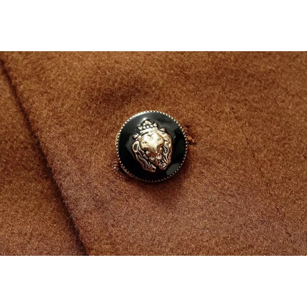 chouyatou Mens Gentle Band Collar Single Breasted Wool Blend Pea Coat10brown
