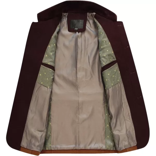 chouyatou Mens Gentle Band Collar Single Breasted Wool Blend Pea Coat10brown