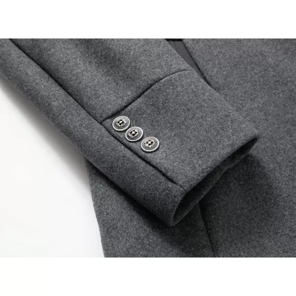 chouyatou Mens Gentle Band Collar Single Breasted Wool Blend Pea Coat99grey