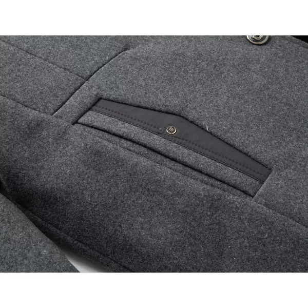chouyatou Mens Gentle Band Collar Single Breasted Wool Blend Pea Coat99grey