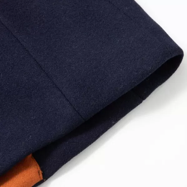 chouyatou Mens Gentle Band Collar Single Breasted Wool Blend Pea Coat99navy