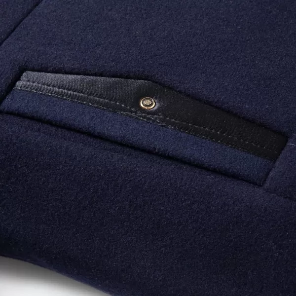 chouyatou Mens Gentle Band Collar Single Breasted Wool Blend Pea Coat99navy