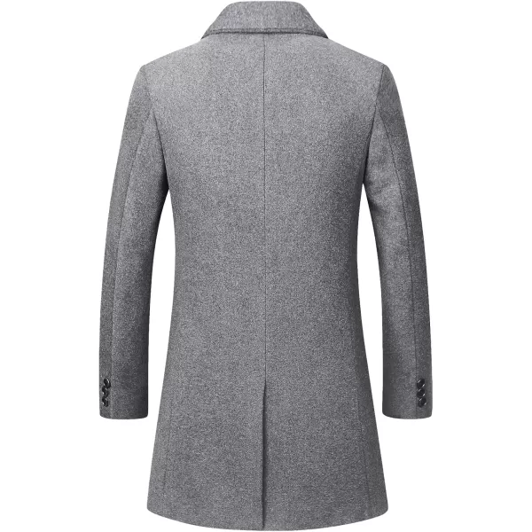 chouyatou Mens MidLength Single Breasted Wool Blend Top CoatHeather Grey