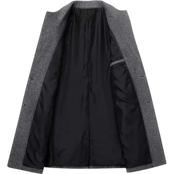 chouyatou Mens MidLength Single Breasted Wool Blend Top CoatLight Grey