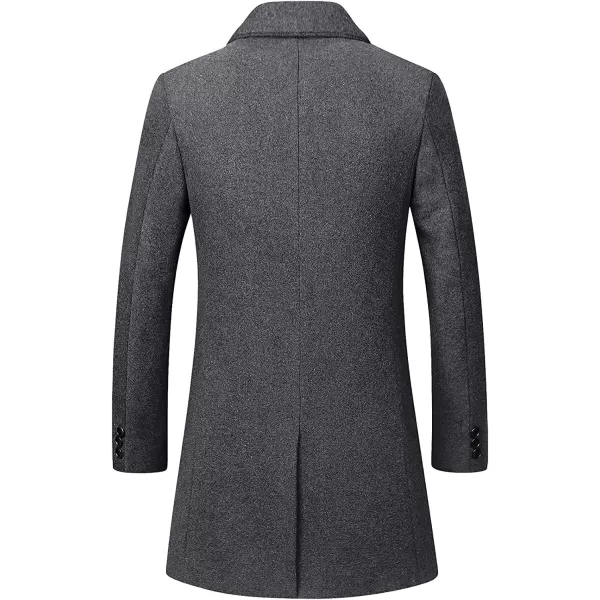 chouyatou Mens MidLength Single Breasted Wool Blend Top CoatLight Grey