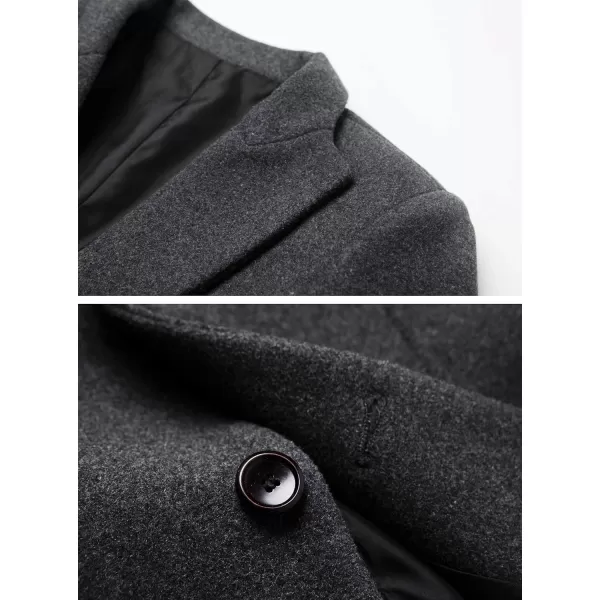 chouyatou Mens MidLength Single Breasted Wool Blend Top CoatLight Grey