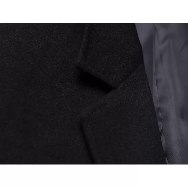 chouyatou Mens MidLength Single Breasted Wool Blend Top CoatNotchblack