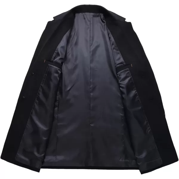 chouyatou Mens MidLength Single Breasted Wool Blend Top CoatNotchblack