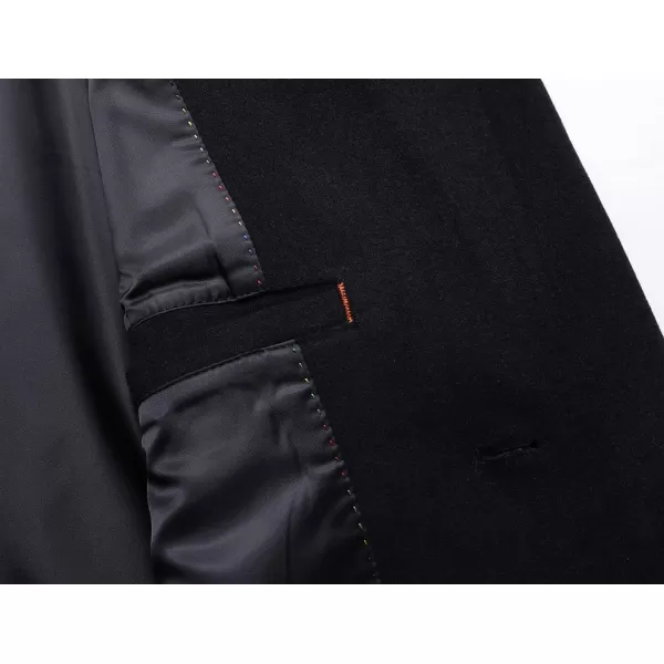 chouyatou Mens MidLength Single Breasted Wool Blend Top CoatNotchblack