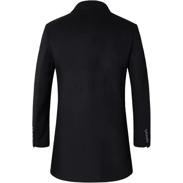 chouyatou Mens MidLength Single Breasted Wool Blend Top CoatNotchblack