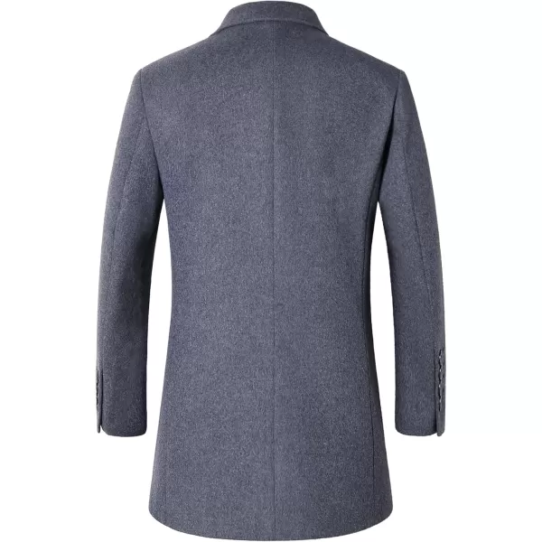 chouyatou Mens MidLength Single Breasted Wool Blend Top CoatNotchgrey