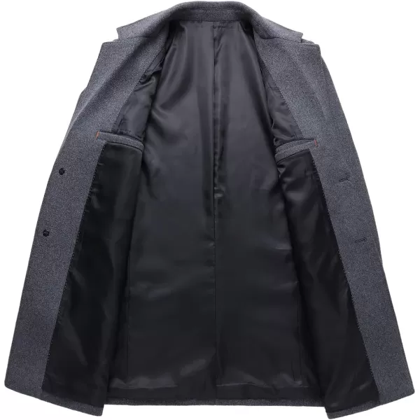 chouyatou Mens MidLength Single Breasted Wool Blend Top CoatNotchgrey