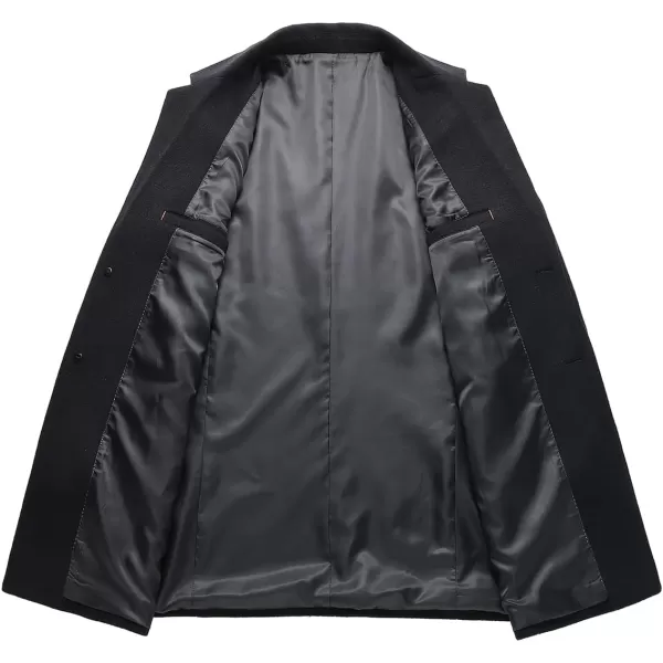 chouyatou Mens MidLength Single Breasted Wool Blend Top CoatNotchnavy